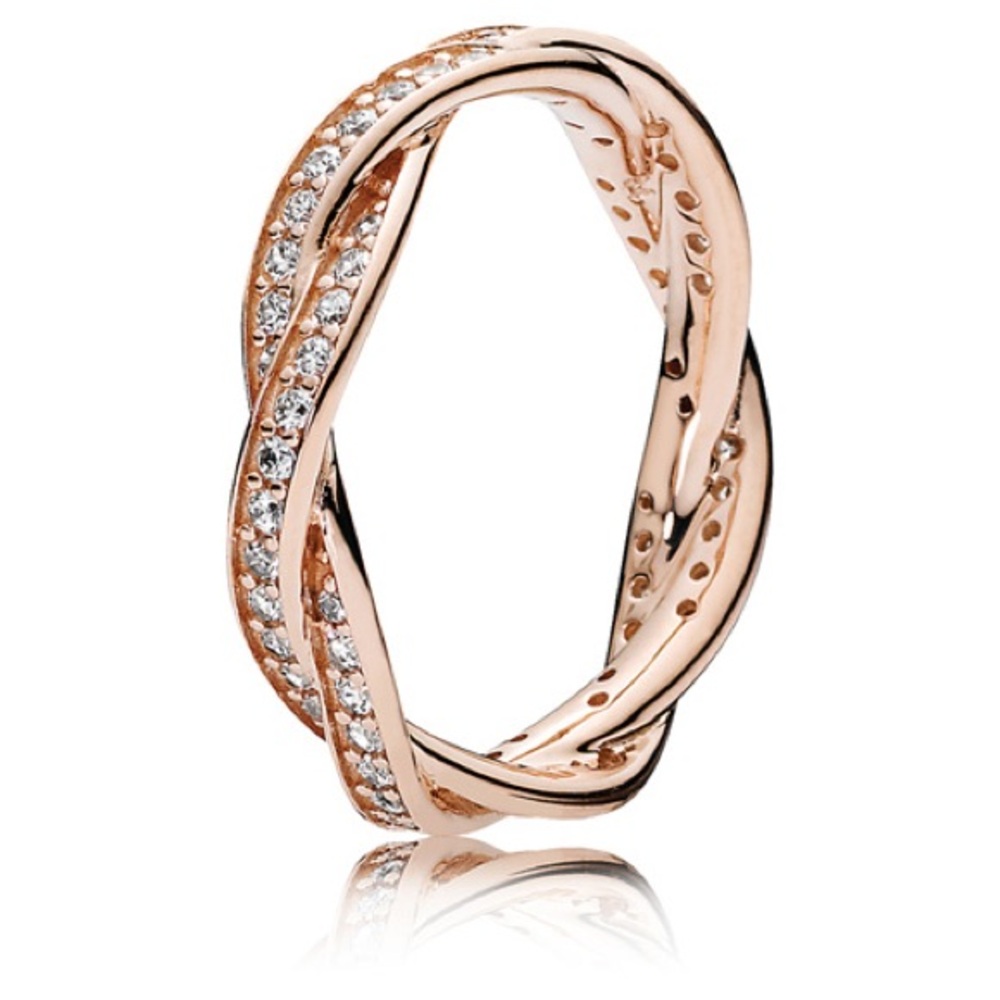 Pandora Elegant Rose Gold Twisted Band with CZ SZ 9.5/60
